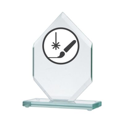 Engraved glass trophy + paint filling