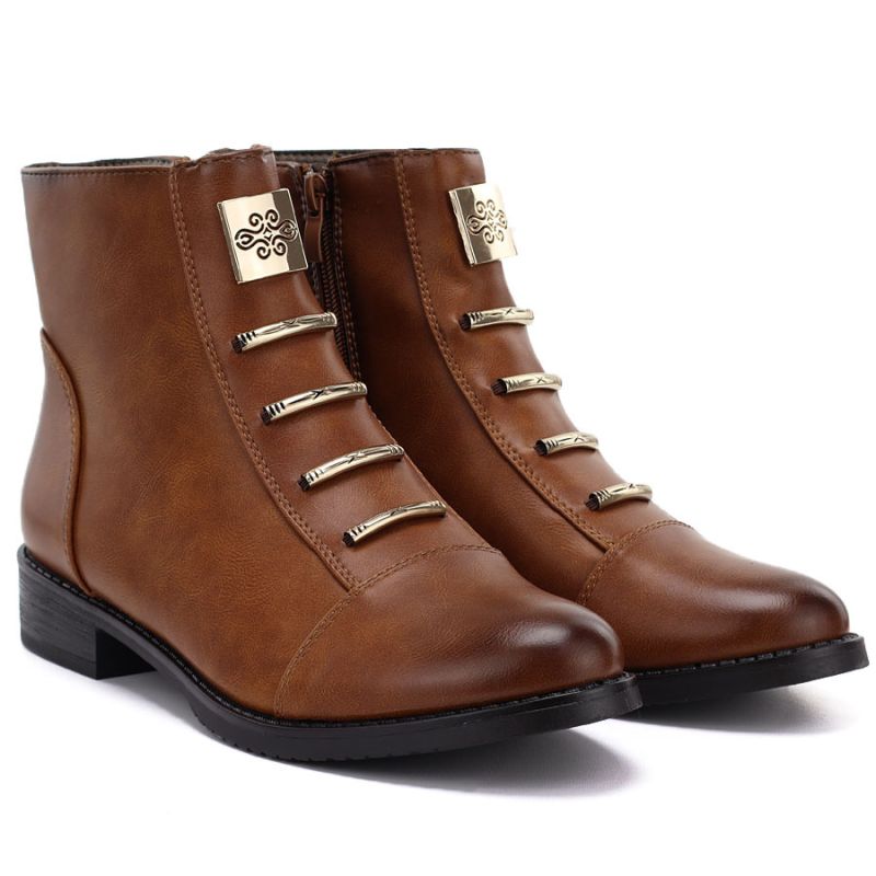 4. Women's flat ankle boots camel M.Daszyński SA62-126