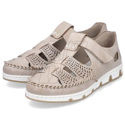 6. Rieker W RKR651 beige leather openwork shoes with velcro