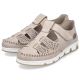 6. Rieker W RKR651 beige leather openwork shoes with velcro
