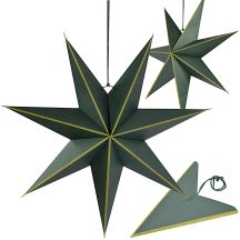 DECORATIVE HANGING PAPER STAR FSC 18x60CM GREEN 7 ARMS MICA