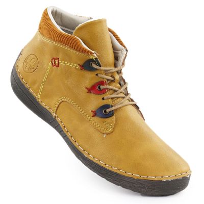 8. Comfortable Women’s Warm-Lined Yellow Ankle Boots Rieker 52544-68