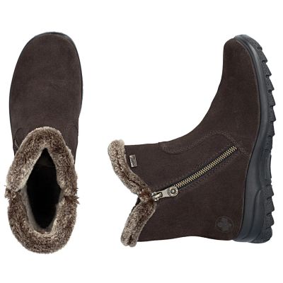 11. Rieker L7162-25 Waterproof Insulated Leather Women's Ankle Boots Dark Brown