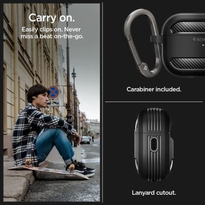 14. Spigen Rugged Armor Case for Apple AirPods Pro 1 / 2 - Matte Black
