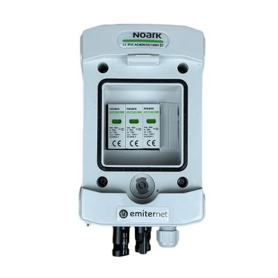 Hermetic IP65 EMITER DC connection switchboard with Noark 1000V type 2 DC surge arrester, 1x PV string, 1x MPPT