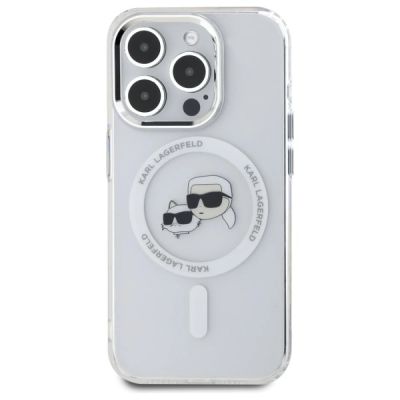 3. Karl Lagerfeld IML Metal Karl&Choupette Head MagSafe iPhone 15 Pro Case - White