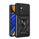 Hybrid Armor Camshield Armored Case with Stand and Camera Cover for Vivo V50 5G - Black