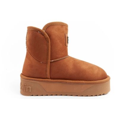 4. D.Franklin women's winter snow boots, fashionable fur lined, brown ankle boots