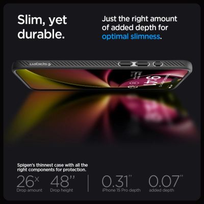 14. Spigen Liquid Air iPhone 15 Pro Case - Matte Black