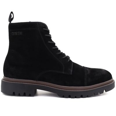 2. Men's leather ankle boots, unlined, suede, black, Big Star UU174221