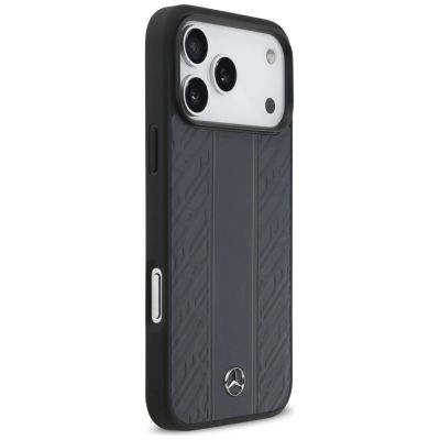 4. Mercedes Leather Laurel Leaves Stripes MagSafe Case for iPhone 17 Pro Max - Blue