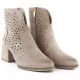 4. Women's suede ankle boots with openwork heels, beige, Potocki SZ12757