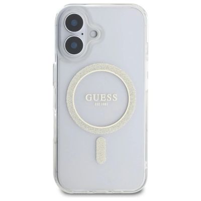 3. Guess GUHMP16MHFGERET iPhone 16 Plus 6.7" transparent hardcase IML Glitter Circle MagSafe