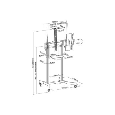 9. Equip Floor Stand Holder 55-100"/1TFT 120kg 1Shelf Solid Retail (650633)