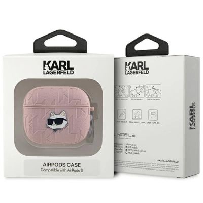 3. Karl Lagerfeld Monogram Choupette Head case for AirPods 3 - pink