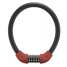 Rockbros RKS870-BK bicycle lock with code, steel cable, 85 cm - red