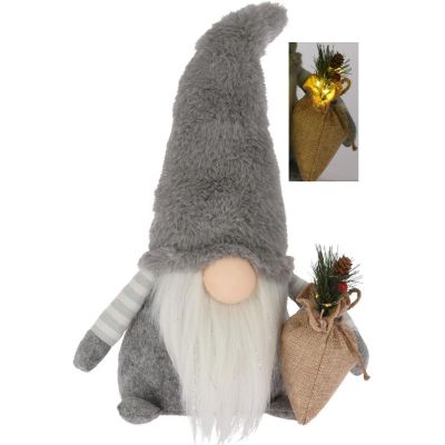 30. DECORATIVE PLUSH LED gnome 38CM GRAY