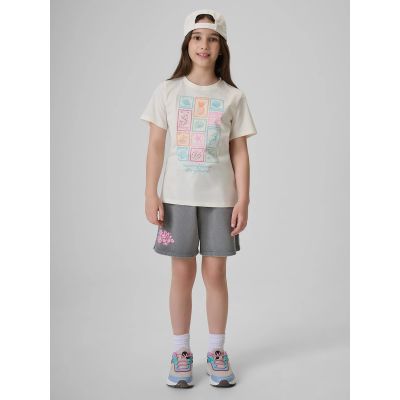 4. Girls' regular printed T-shirt 4F 4FJRAW26TTSHF4325-11S