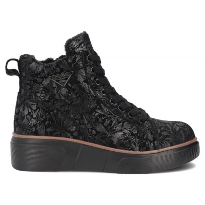 2. Women's leather ankle boots with wedges and flowers, black Filippo DBT6452