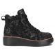 2. Women's leather ankle boots with wedges and flowers, black Filippo DBT6452