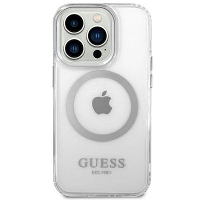 3. Guess GUHMP14LHTRMS iPhone 14 Pro 6.1" silver/silver hard case Metal Outline Magsafe
