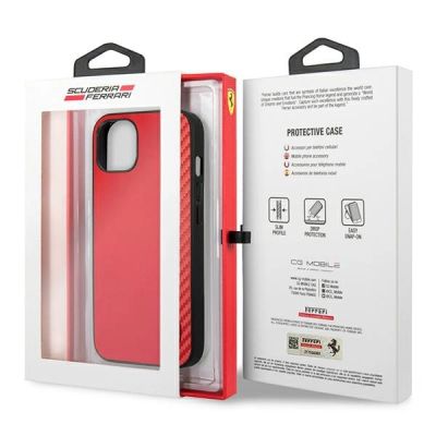 8. Ferrari FESAXHCP13SRE iPhone 13 mini 5.4" red/red hardcase On Track Carbon Stripe