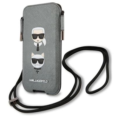 2. Karl Lagerfeld Saffiano Ikonik Karl&Choupette Head 6.7'' Handbag - Gray