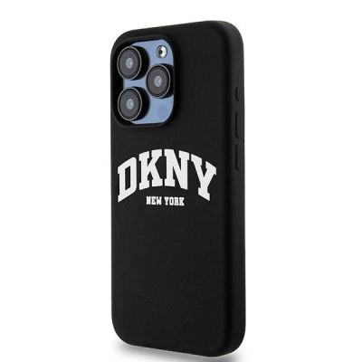 2. DKNY Liquid Silicone White Printed Logo MagSafe iPhone 15 Pro Case - Black