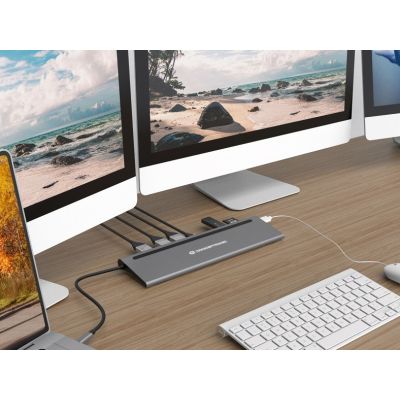 20. CONCEPTRONIC 12-1 USB-C docking station->2xHDMI/3xUSB-A/DP/+ 18cm gr