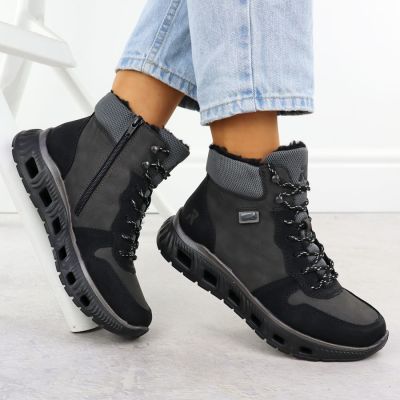 5. Rieker M6023-45 ultra-light waterproof women's ankle boots in black