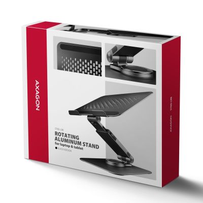 8. Axagon STND-LRB Laptop-Ständer, 360° drehbar, Doppelgelenk, extenderbar Notebook and tablet stand Black 43.9 cm (17.3")