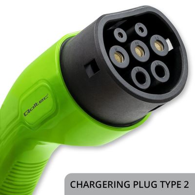 4. Qoltec Mobile charger for electric cars EV with regulation 2 in 1 Type 2 | 7kW | CEE 3 PIN | 230V | LCD | Portable | Wallbox | 5m