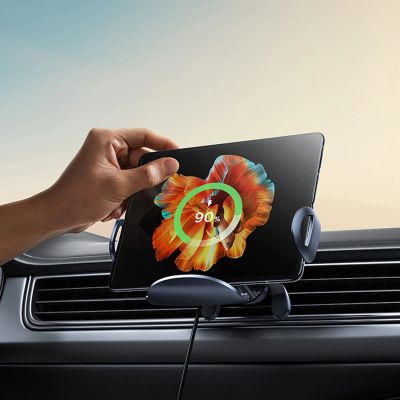 8. Baseus LightChaser BS-CM029 car holder with triple coil inductive charger - black