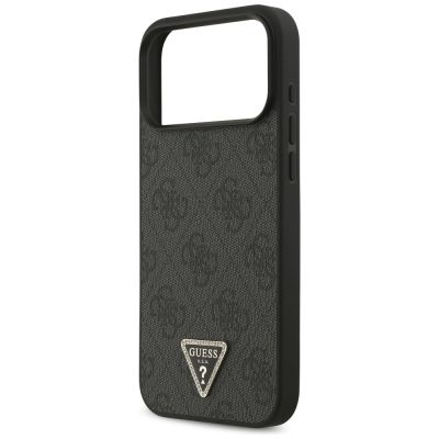 6. Guess Leather 4G Triangle Strass MagSafe Case for iPhone 17 Pro Max / 18 Pro Max - Black