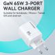 6. Wozinsky CGWCW 65W GaN Wall Charger USB-A / 2 x USB-C - White