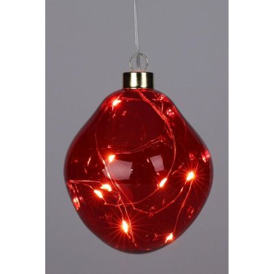 12. GLASS BALL MATRIX DROP LED 10CM RED