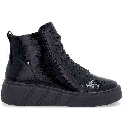 2. Women's patent leather platform ankle boots, black, Rieker W2661-01