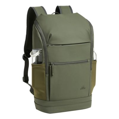 8. Rivacase Eden Backpack Travel Backpack Olive Waxed Leather (Pull Up), Polyester, Recycled Polyethylene Terephthalate (rPET)