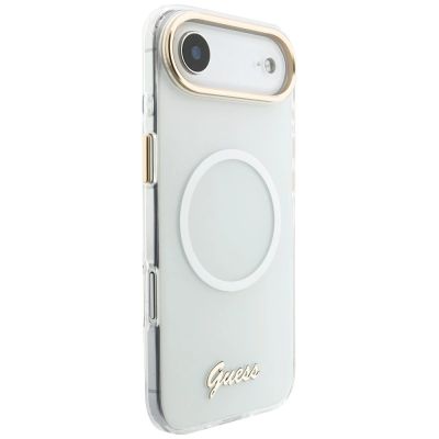 5. Guess IML Gradient Script Metal MagSafe Case for iPhone Air - White