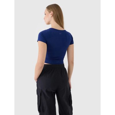 3. Women's crop top plain t-shirt 4F 4FRSS25TTSHF2695-31S