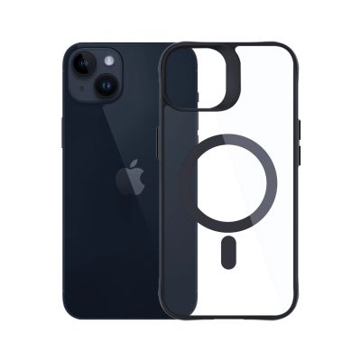 22. 3mk Satin Armor MagCase with MagSafe for iPhone 14 Plus - Clear with Black Frame
