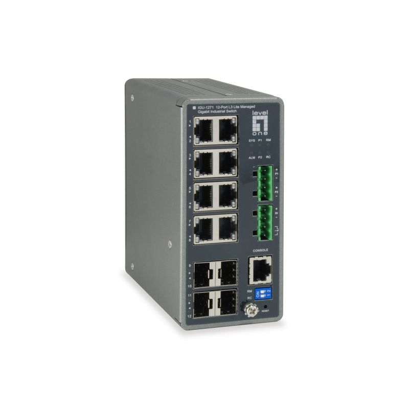 7. LevelOne 8xGE/4xSFP TURING Managed L3 1Gbps Industrial Switch