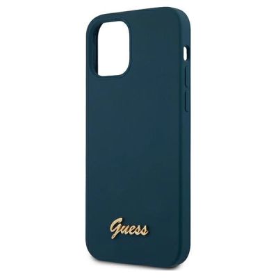 6. Guess GUHCP12LLSLMGBL iPhone 12 Pro Max 6.7" blue/blue hardcase Metal Logo Script