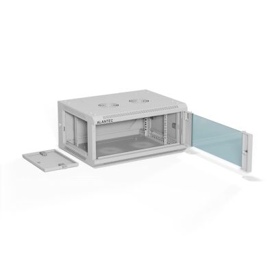 3. ALANTEC Wall-mounted cabinet 19" 4U 600x450, glass door, gray, assembled (SW-4U-600-450-01-SA)