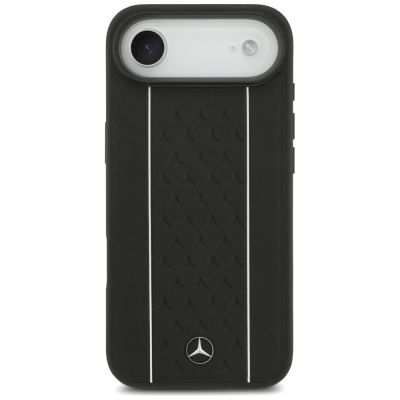 3. Mercedes Leather Star Pattern Stripes MagSafe case for iPhone Air - black