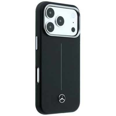 4. Mercedes Leather Semi Wrap Iconic Line MagSafe Case for iPhone 18 Pro Max / 17 Pro Max - Black