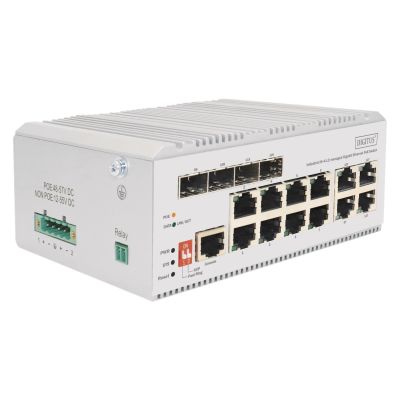Digitus 8-Port Gigabit Ethernet PoE Industrial Network Switch, Managed L2, 4 SFP Uplink