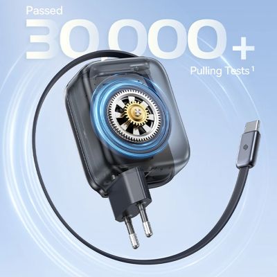 11. Baseus EnerCore CJ11 45W Wall Charger with USB-C Port and Retractable USB-C Cable - Black