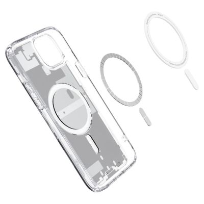 7. Spigen Ultra Hybrid Mag Case with MagSafe for iPhone 15 Plus - White (Zero One Pattern)