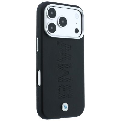 4. BMW Sign Deboss Quilted Metal Logo MagSafe Case for iPhone 18 Pro Max - Dark Gray